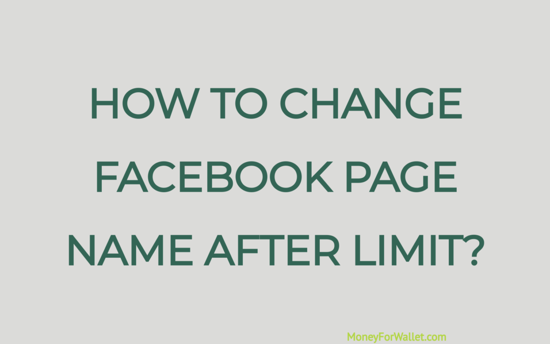 How To Change Facebook Page Name After Limit